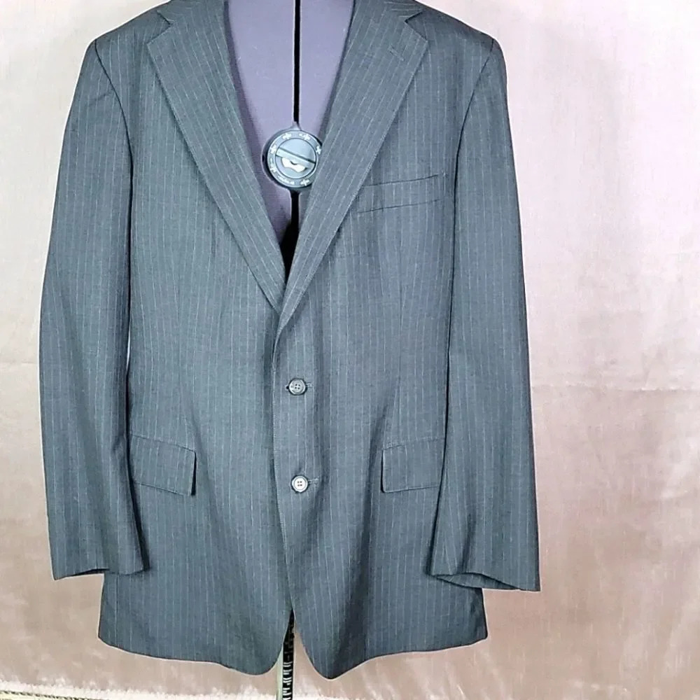 Polo University By Ralph Lauren For Mark Shale Pinstripe 44x33 Suit Coat